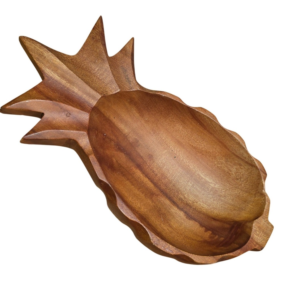 Kamani Wood Pineapple Bowl Dish Candy‎ Handmade Hawaii 9"